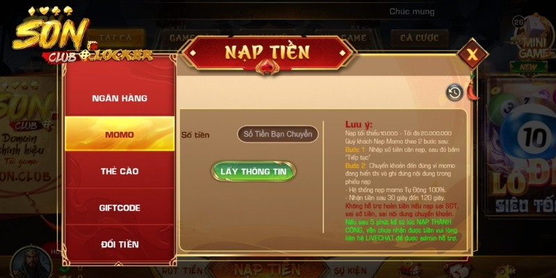 Hỗ trợ giao dịch tiện lợi qua ví điện tử Momo